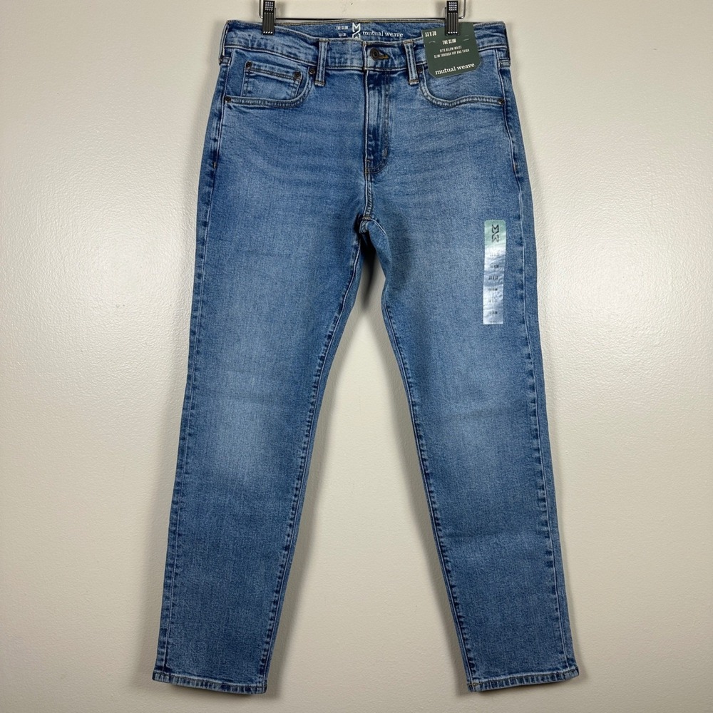 Mutual Weave Men's 33x30 Slim Fit Jeans Blue Clear MDLT Stretch Denim NEW